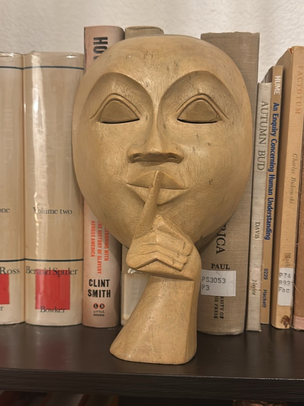 Decorative Gold Wooden 'Shhh' Mask Sculpture - Brand Unspecified